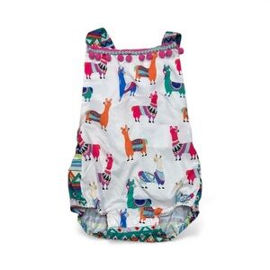 Colorful Llama Print Baby Romper